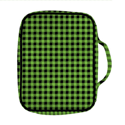 UFO Green Buffalo Plaid Print Front Pocket Bible Bag