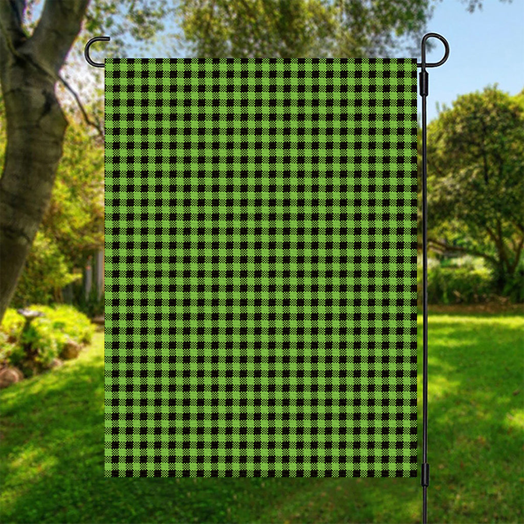 UFO Green Buffalo Plaid Print Garden Flag