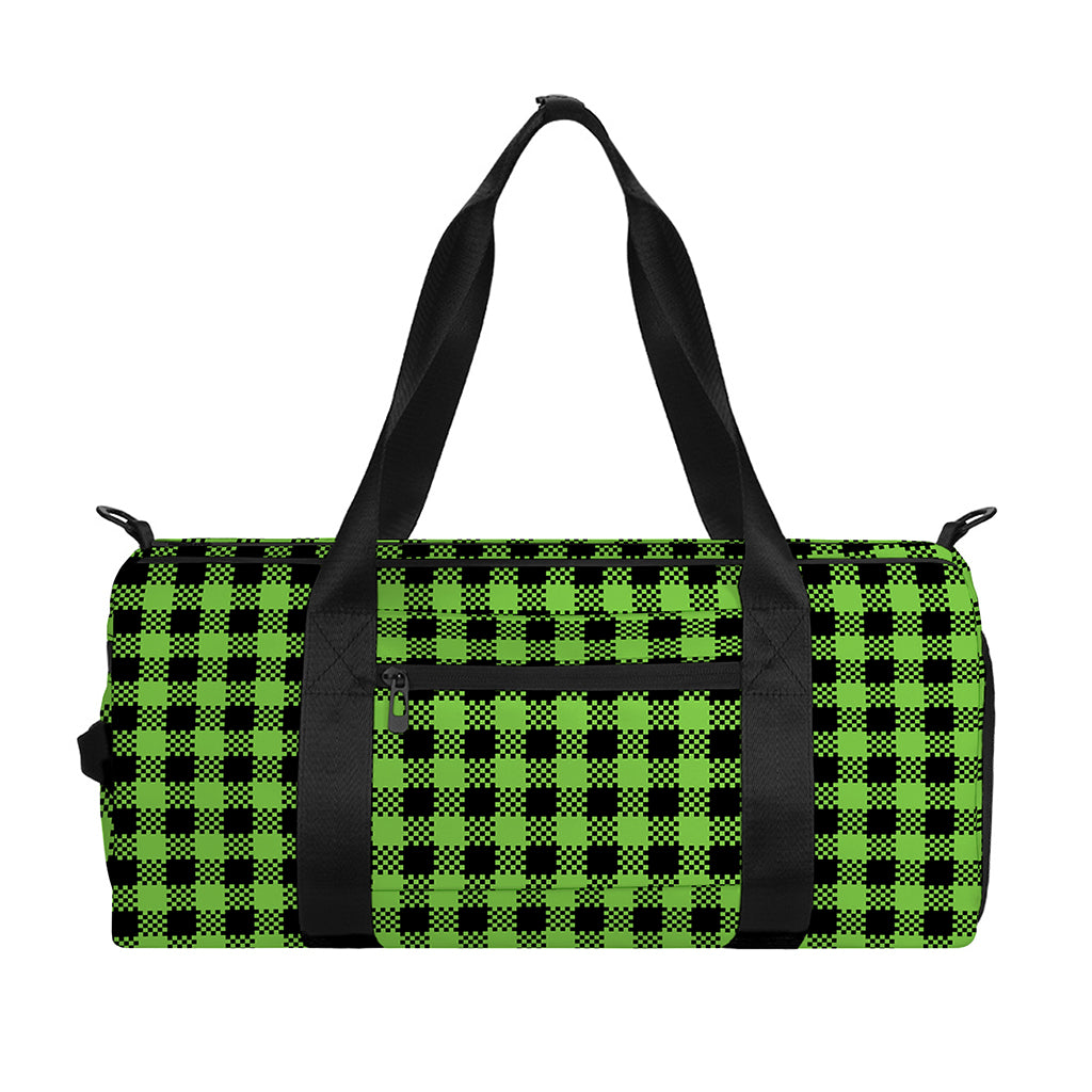 UFO Green Buffalo Plaid Print Gym Bag
