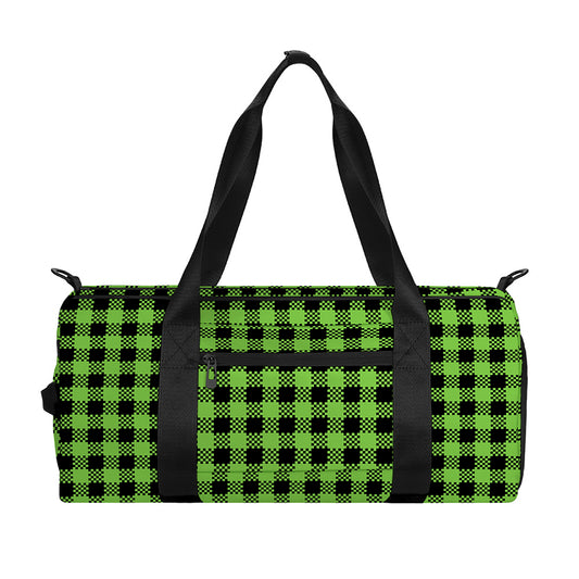 UFO Green Buffalo Plaid Print Gym Bag