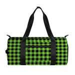 UFO Green Buffalo Plaid Print Gym Bag