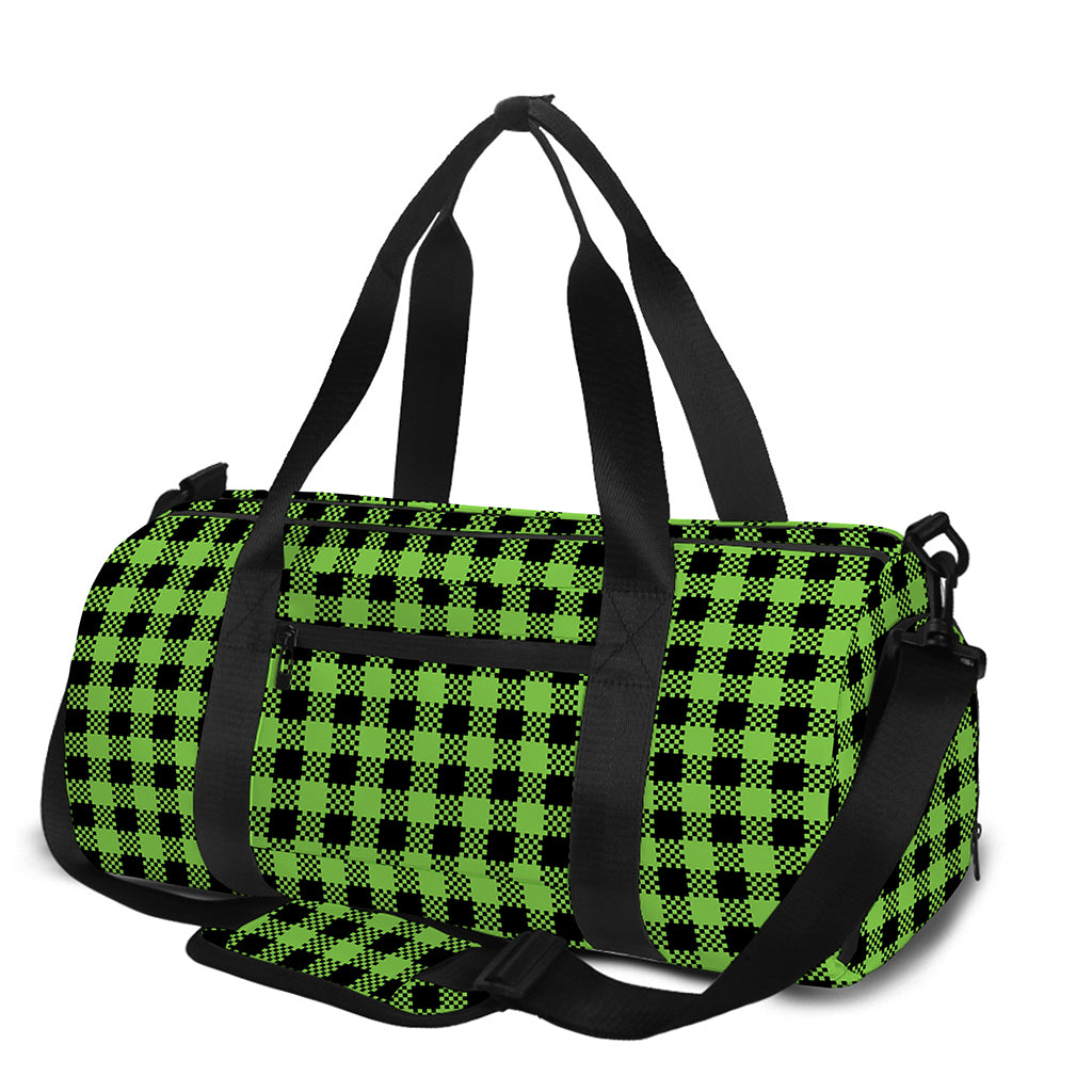 UFO Green Buffalo Plaid Print Gym Bag