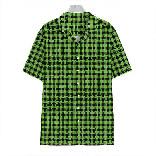 UFO Green Buffalo Plaid Print Hawaiian Shirt