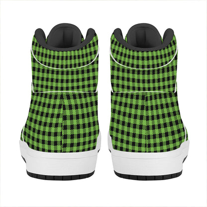 UFO Green Buffalo Plaid Print High Top Leather Sneakers