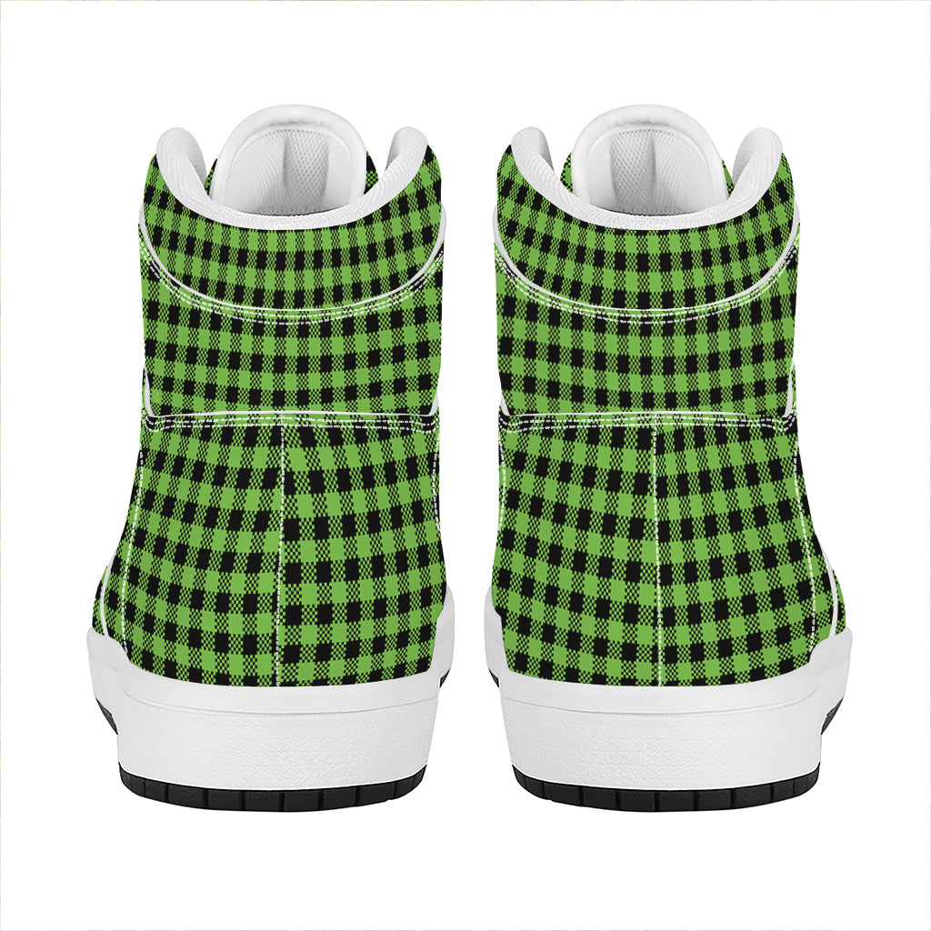 UFO Green Buffalo Plaid Print High Top Leather Sneakers