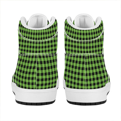 UFO Green Buffalo Plaid Print High Top Leather Sneakers