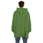 UFO Green Buffalo Plaid Print Hoodie Blanket