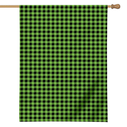 UFO Green Buffalo Plaid Print House Flag