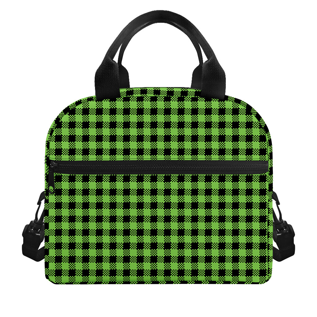 UFO Green Buffalo Plaid Print Insulated Lunch Bag