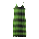 UFO Green Buffalo Plaid Print Jersey Midi Cami Dress