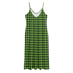 UFO Green Buffalo Plaid Print Jersey Midi Cami Dress