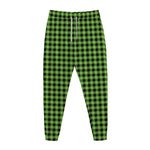 UFO Green Buffalo Plaid Print Jogger Pants