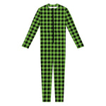 UFO Green Buffalo Plaid Print Jumpsuit