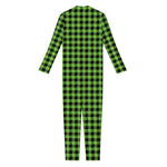 UFO Green Buffalo Plaid Print Jumpsuit