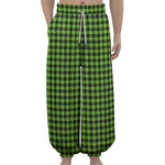 UFO Green Buffalo Plaid Print Lantern Pants