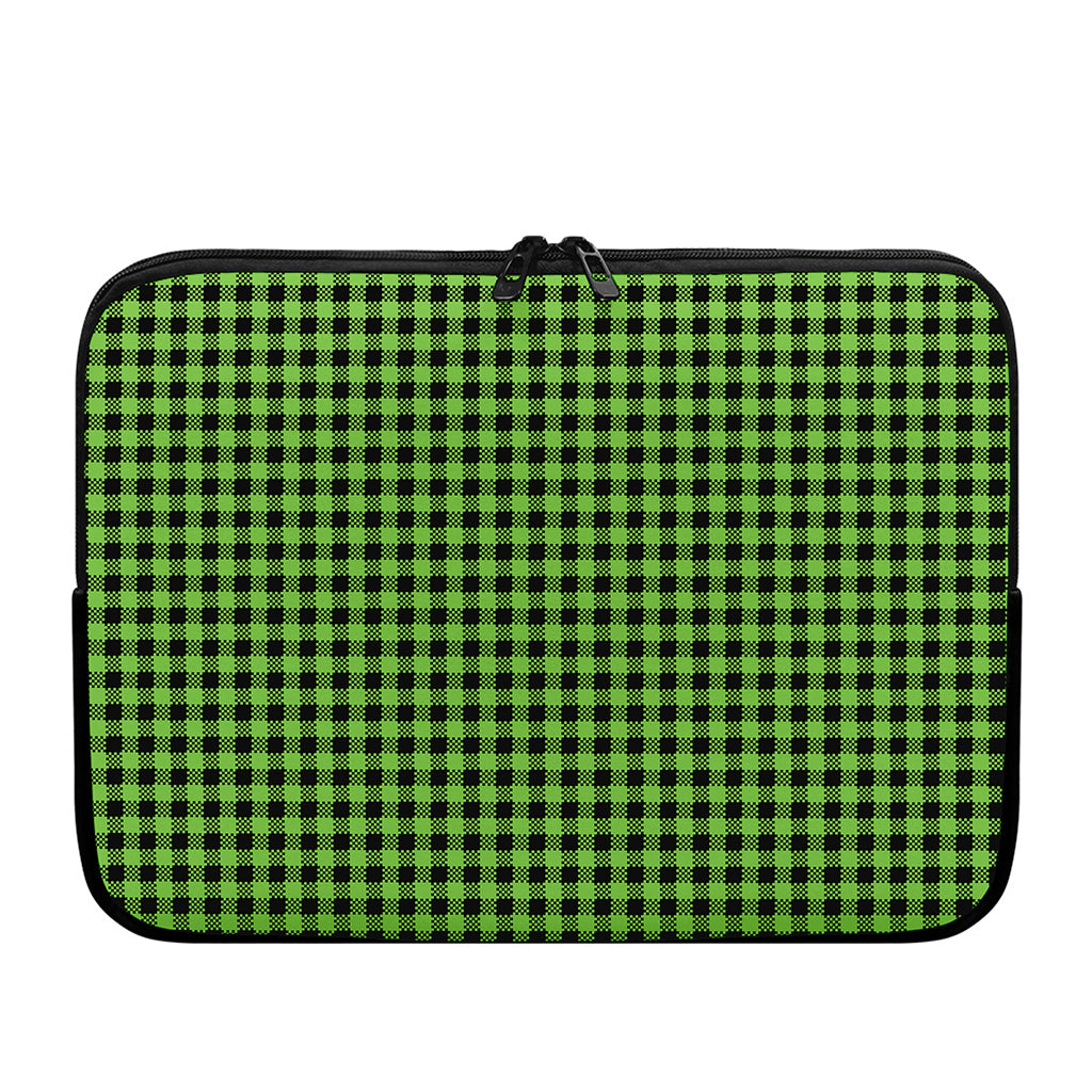 UFO Green Buffalo Plaid Print Laptop Sleeve