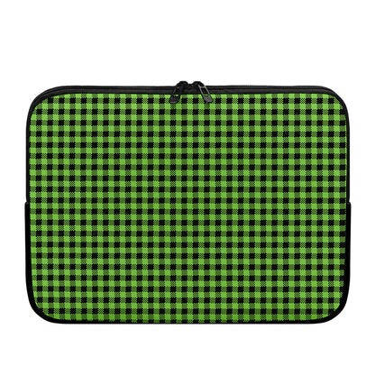 UFO Green Buffalo Plaid Print Laptop Sleeve