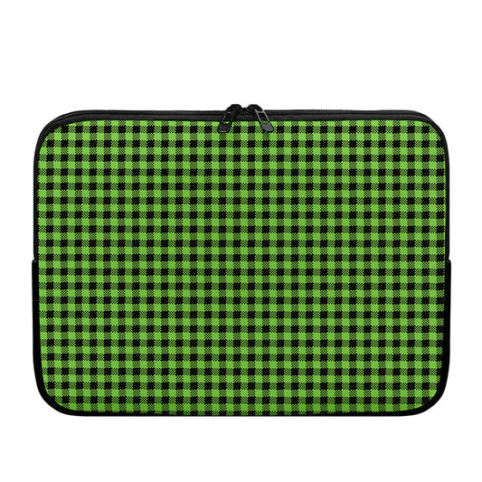 UFO Green Buffalo Plaid Print Laptop Sleeve