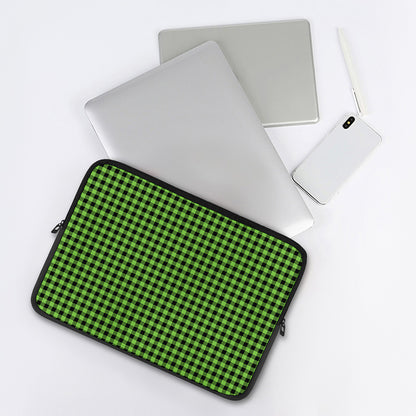 UFO Green Buffalo Plaid Print Laptop Sleeve