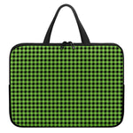 UFO Green Buffalo Plaid Print Laptop Sleeve With Handle