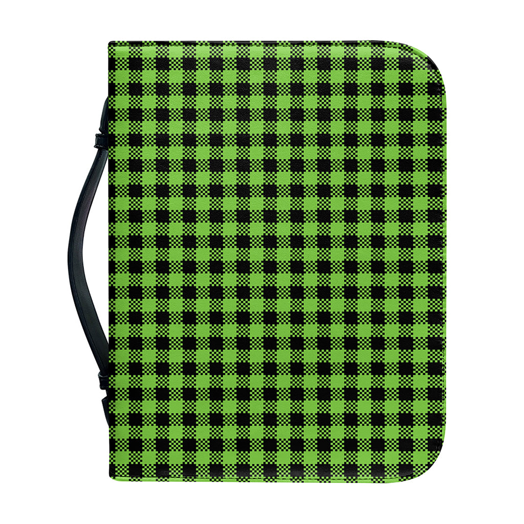 UFO Green Buffalo Plaid Print Leather Bible Cover