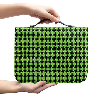 UFO Green Buffalo Plaid Print Leather Bible Cover