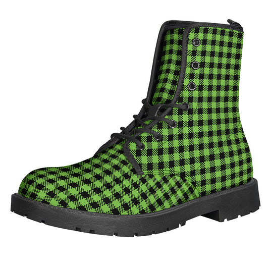 UFO Green Buffalo Plaid Print Backpack