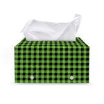 UFO Green Buffalo Plaid Print Leather Tissue Box Cover