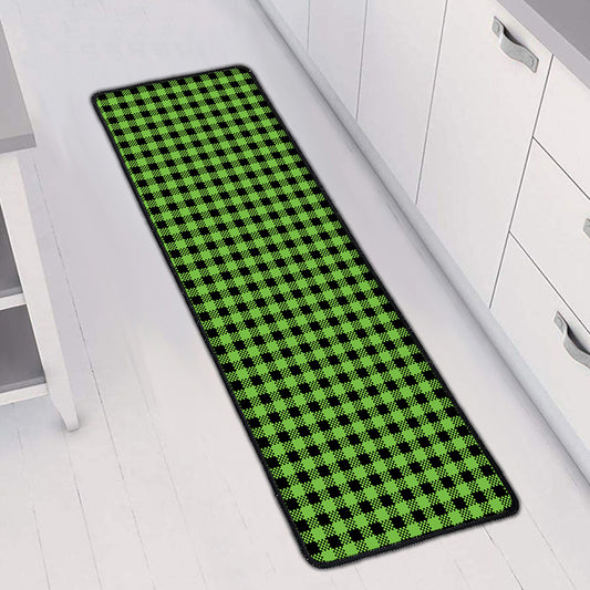 UFO Green Buffalo Plaid Print Long Kitchen Mat