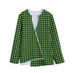 UFO Green Buffalo Plaid Print Long Sleeve Short Coat
