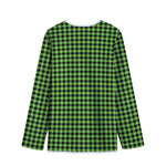 UFO Green Buffalo Plaid Print Long Sleeve Short Coat