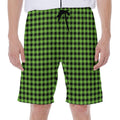 UFO Green Buffalo Plaid Print Men's Beach Shorts