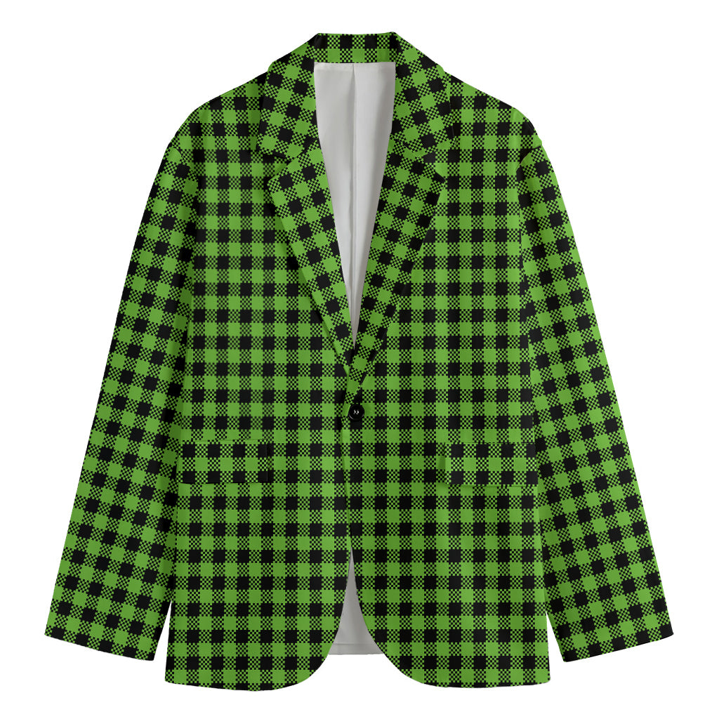 UFO Green Buffalo Plaid Print Men's Blazer