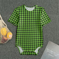 UFO Green Buffalo Plaid Print Men's Bodysuit