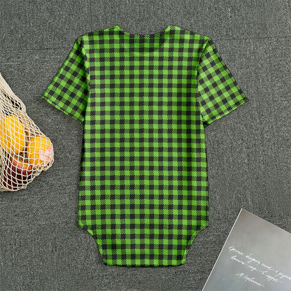 UFO Green Buffalo Plaid Print Men's Bodysuit