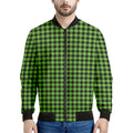 UFO Green Buffalo Plaid Print Men's Bomber Jacket
