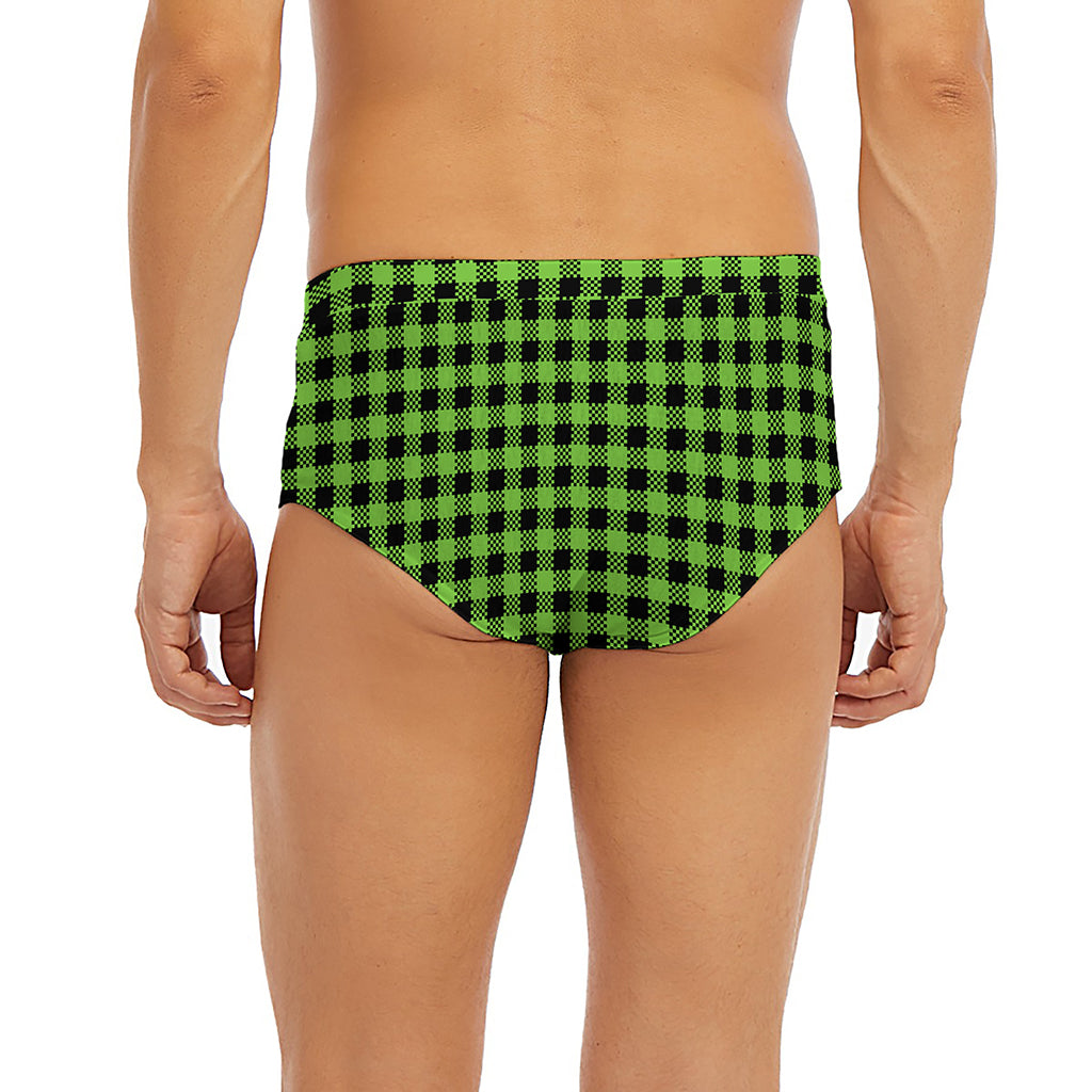 UFO Green Buffalo Plaid Print Men's Briefs