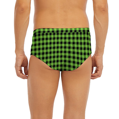 UFO Green Buffalo Plaid Print Men's Briefs