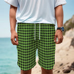 UFO Green Buffalo Plaid Print Men's Cargo Shorts