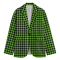 UFO Green Buffalo Plaid Print Men's Cotton Blazer