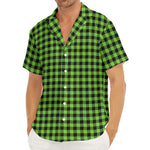 UFO Green Buffalo Plaid Print Men's Deep V-Neck Shirt