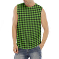 UFO Green Buffalo Plaid Print Men's Fitness Tank Top