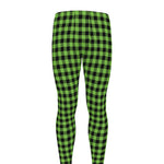 UFO Green Buffalo Plaid Print Men's leggings