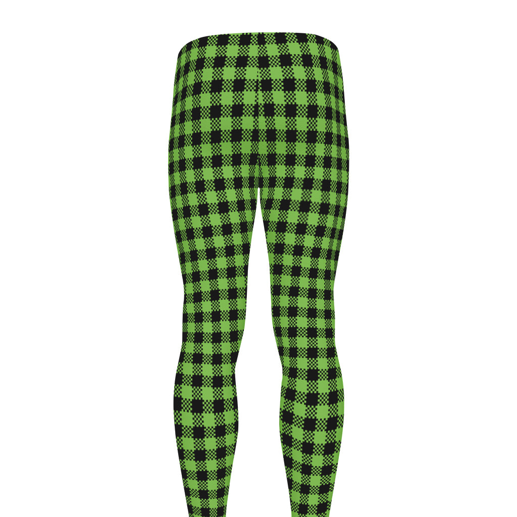 UFO Green Buffalo Plaid Print Men's leggings