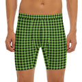 UFO Green Buffalo Plaid Print Men's Long Boxer Briefs