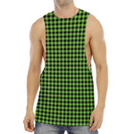 UFO Green Buffalo Plaid Print Men's Muscle Tank Top
