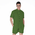 UFO Green Buffalo Plaid Print Men's Romper