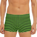 UFO Green Buffalo Plaid Print Men's Short Boxer Briefs