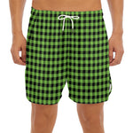 UFO Green Buffalo Plaid Print Men's Split Running Shorts