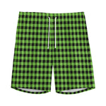 UFO Green Buffalo Plaid Print Men's Sports Shorts